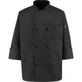 Vf Imagewear Chef Designs 8 Button-Front Chef Coat, Pearl Buttons, Black, Polyester/Cotton, 3XL KT76BKRG3XL